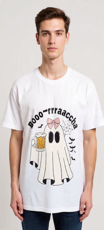 Booo-rraaccha | Fantasma Divertido con Cerveza - Diseño Halloween Estético y Humorístico