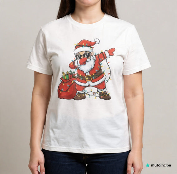 Camiseta Papá Noel Dab | Santa Dab con Luces Navideñas - Diseño Festivo Moderno y Divertido