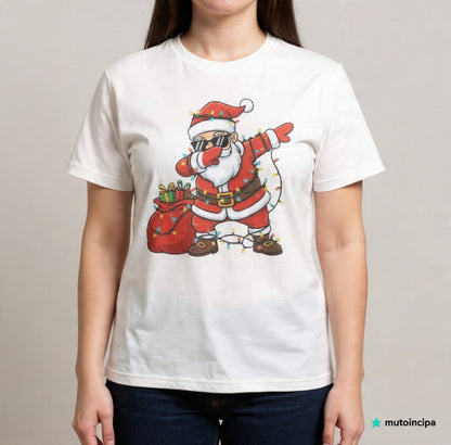 Camiseta Papá Noel Dab | Santa Dab con Luces Navideñas - Diseño Festivo Moderno y Divertido