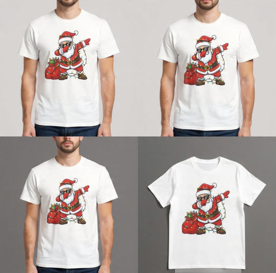 Camiseta Papá Noel Dab | Santa Dab con Luces Navideñas - Diseño Festivo Moderno y Divertido