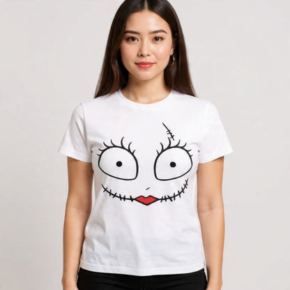 Cara Spooky Femenina | Diseño Halloween Cute y Estético con Labios Rojos