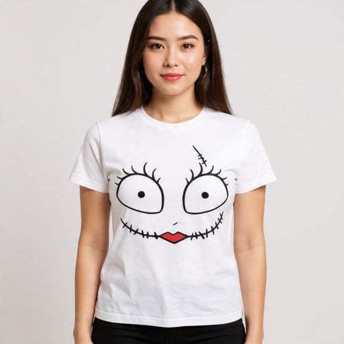 Cara Spooky Femenina | Diseño Halloween Cute y Estético con Labios Rojos