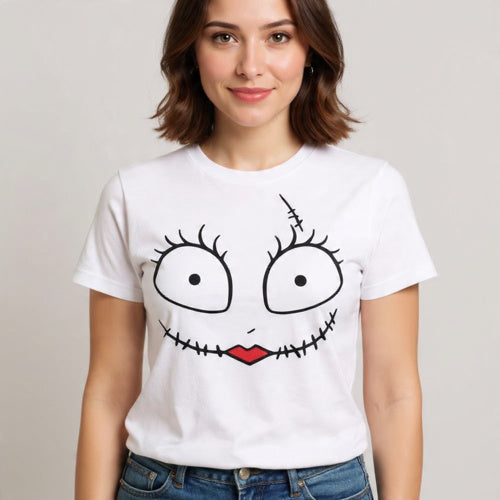 Cara Spooky Femenina | Diseño Halloween Cute y Estético con Labios Rojos